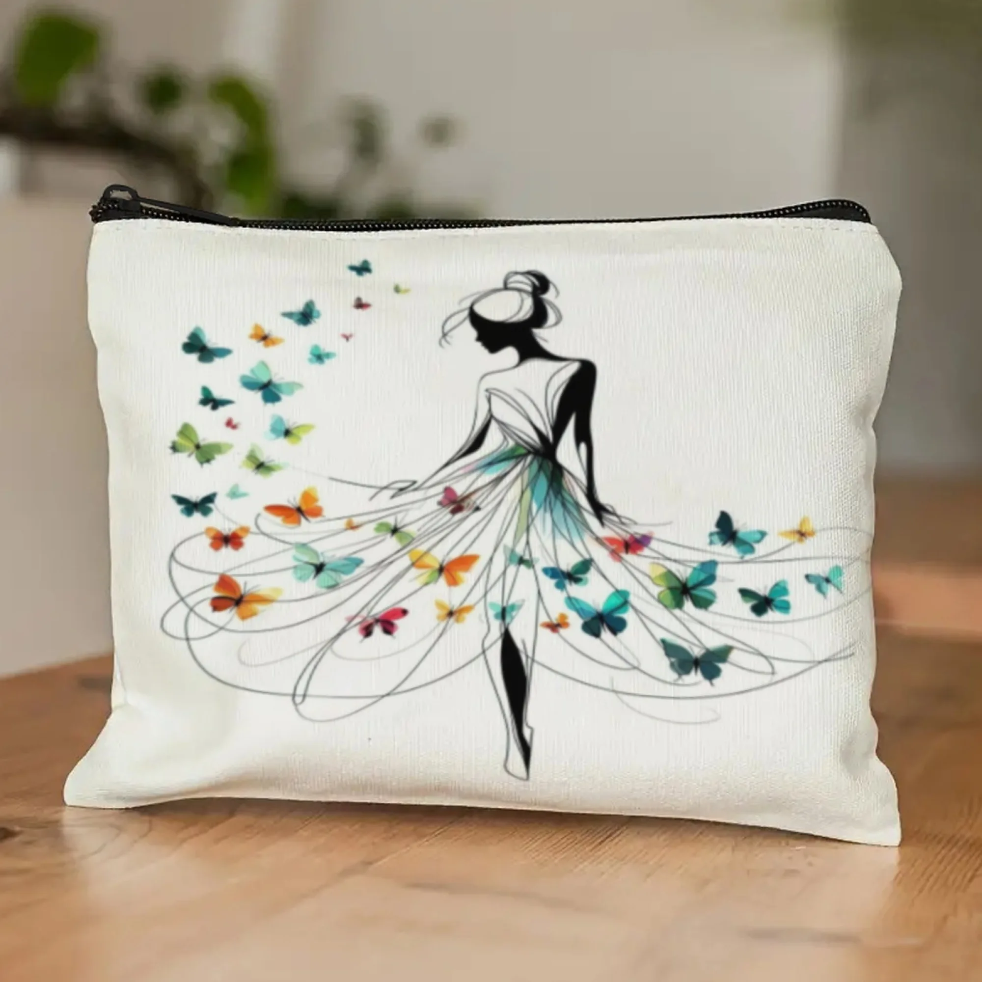 Butterfly Dress Themed Cosmetic Bag Secure Zipper Closure, Multi-Functional Travel bag Perfume bag toiletry bag