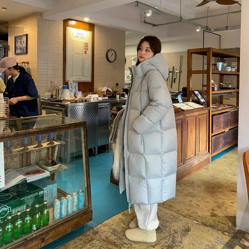 Autunno Inverno Cappotto lungo in cotone Donna 2025 Nuova moda Allentato Casual Giacca in cotone con cappuccio Pure Clour Addensare Tuta sportiva femminile