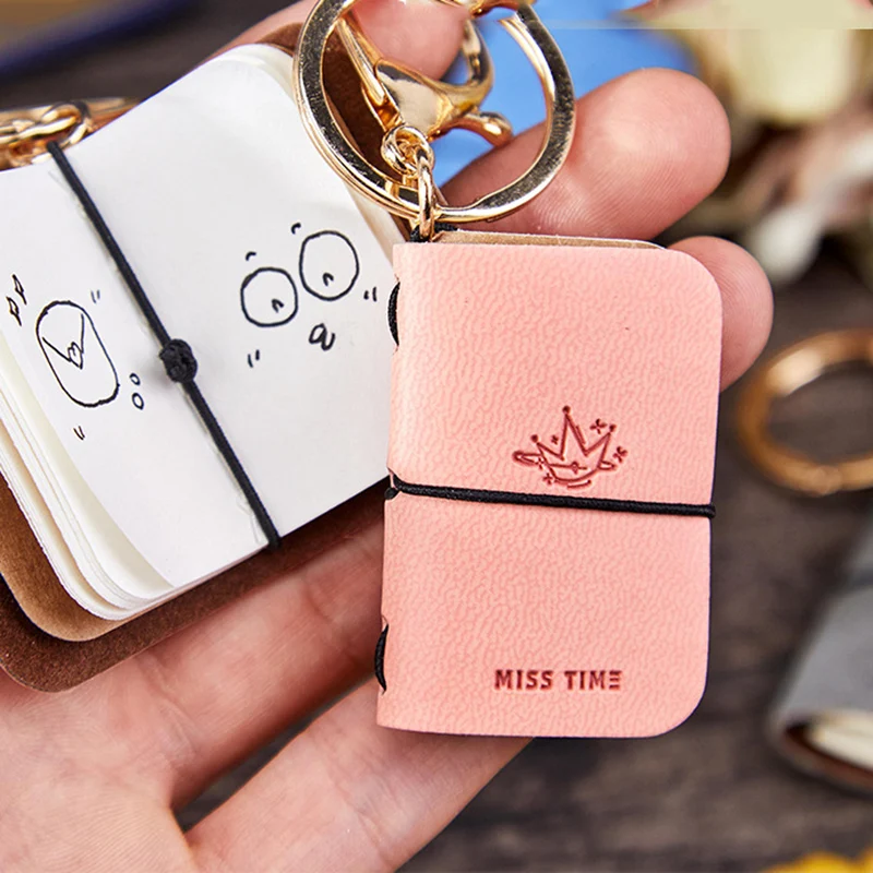 Monet Impression Series Vintage Mini PU Buku Panduan Gantungan Kunci Kreatif DIY Jurnal Bahan Kolase Perlengkapan Siswa Alat Tulis