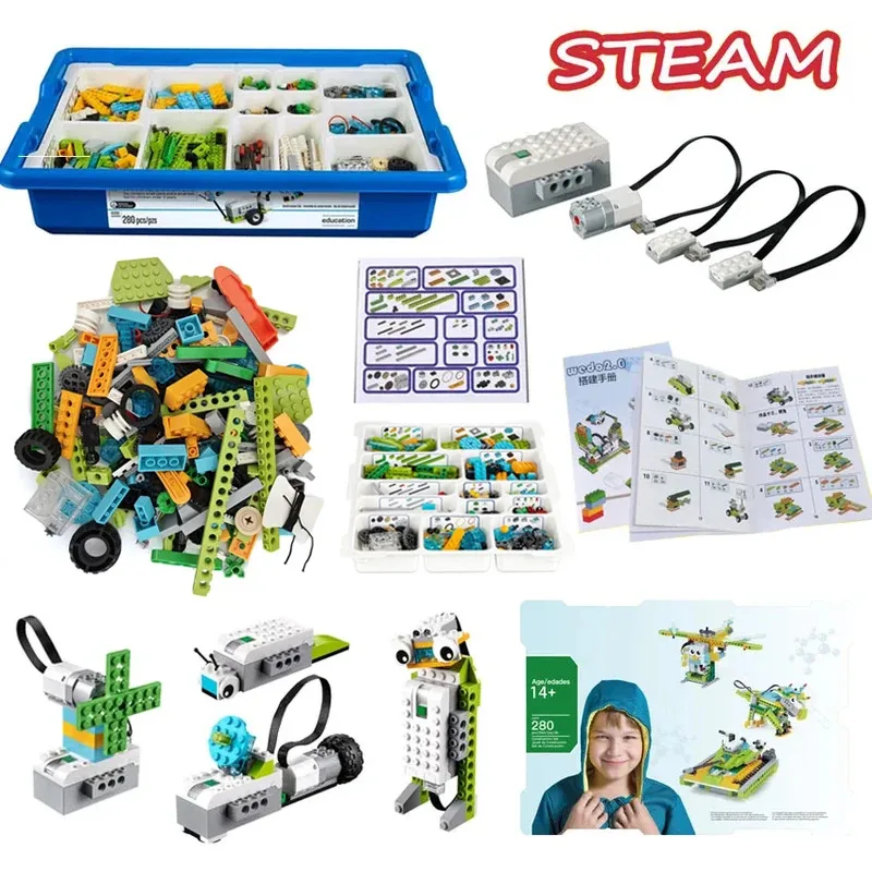 

NEW 280PCS Parts WeDo 2.0 Robotics Construction Core Set Building Blocks Compatible with 45300 Scratch 3.0 Educational DIY Toys