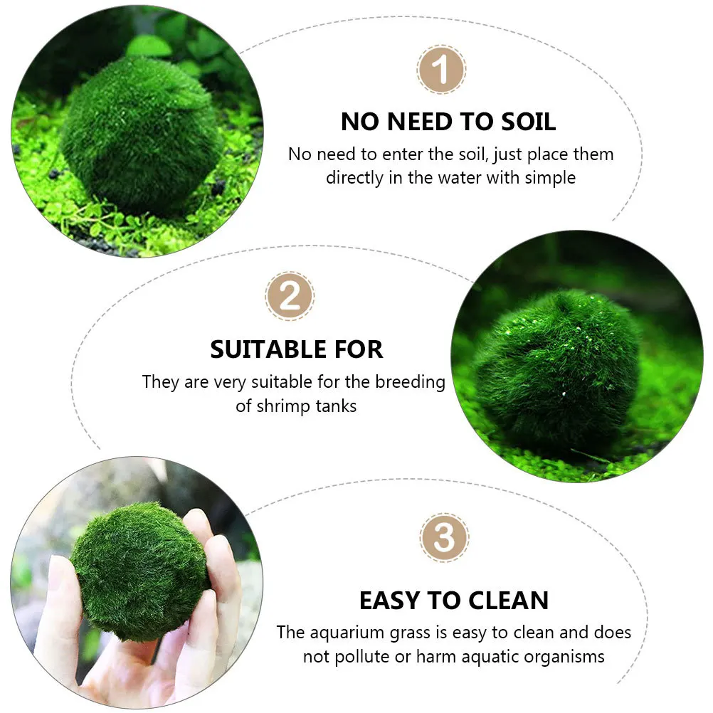 

10pcs Hydroponic Algae Balls Water For Fish Tank Plants Aquatic Decor Bonsai Adornment Creative Aquarium Supplies Green No Soil