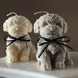 Cute Animal Sitting Cat Teddy Dog Scented Candle Plaster Ornaments Molds Home Decor Crafts Making 3D Kitten Puppy Silicone Mold