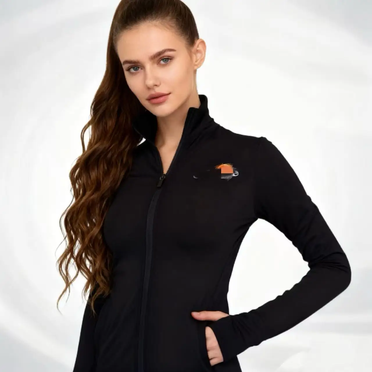 

Women's Long Sve Yoga Fitn Clothing Slimming Qui Dry Tight Inner Floing Sports Jaet with Zipper Breathable Moistu...