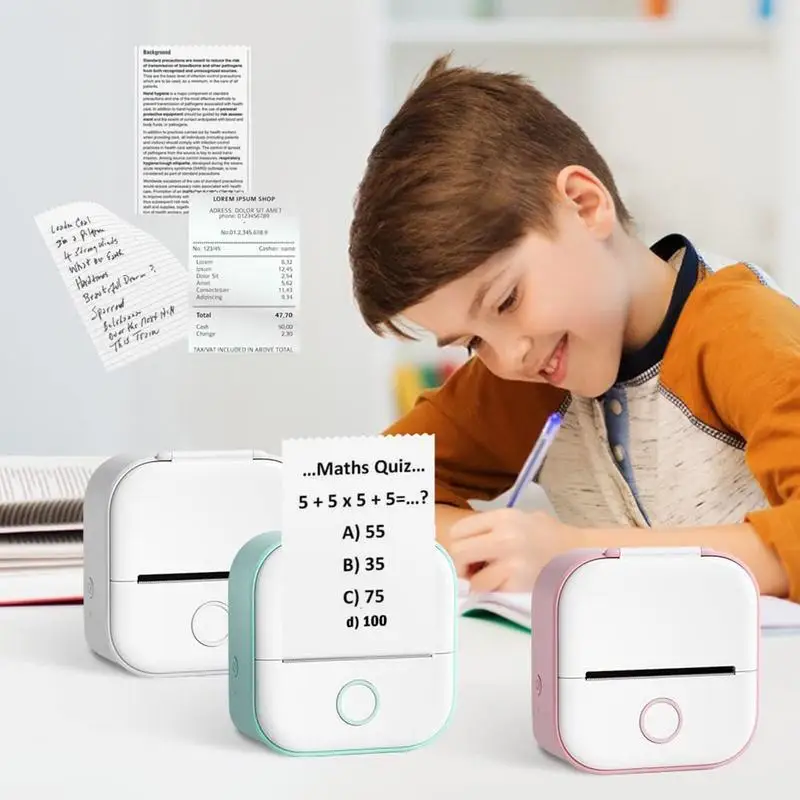Mini Label Printer Thermal Portable Printers Stickers Paper Inkless Wireless Printer Pocket Thermal Printer For Kids Students