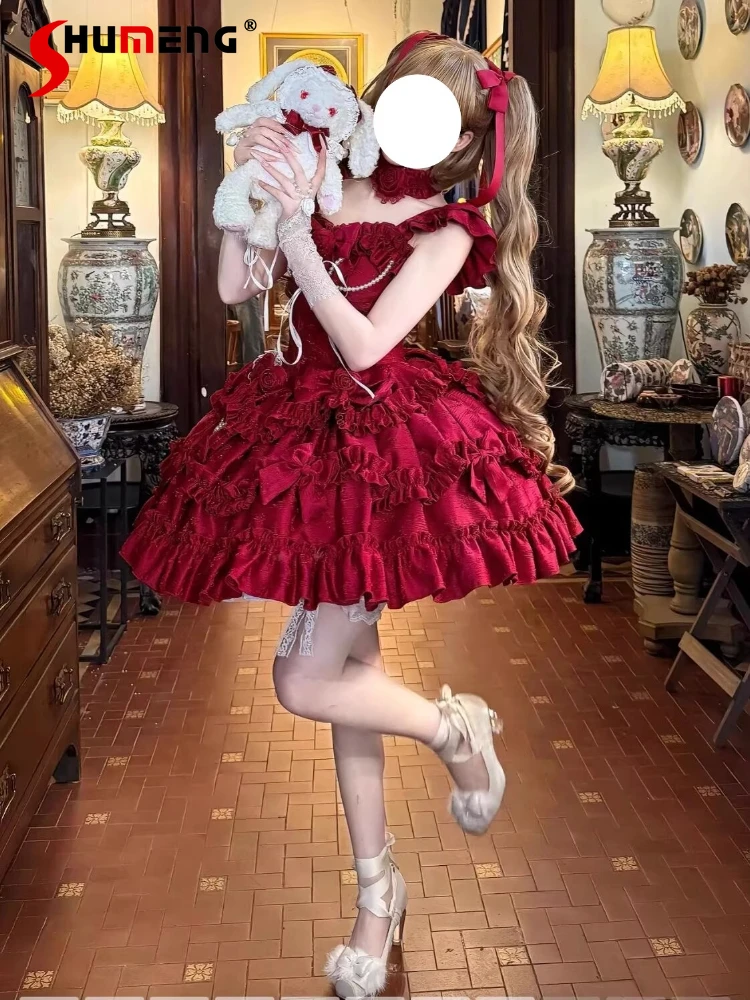 

Красные платья в стиле Лолита для женщин, летние мини-платья без рукавов, платья принцессы на день рождения, выпускные платья, готические платья для девочек, Vestidos De Mujer