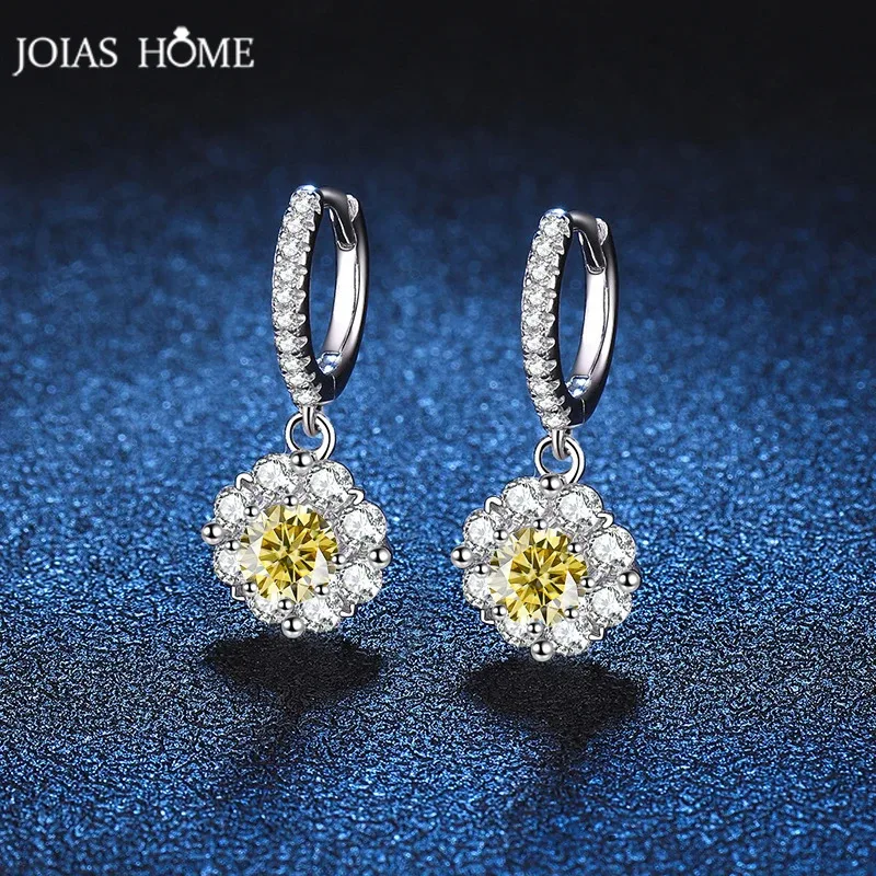 

JOIAS HOME Silver 925 1ct D Colorful Moissanite Jewel Earrings Are Fashionable And Minimalist, A Gift For Wives And Girlfriends