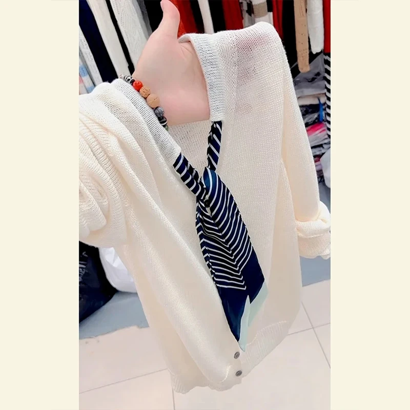 

Свободный вязаный белый свитер женский Faion Lazy Sle Premium Feel Good Fit Long Sve Crew Ne Commute Appropriate