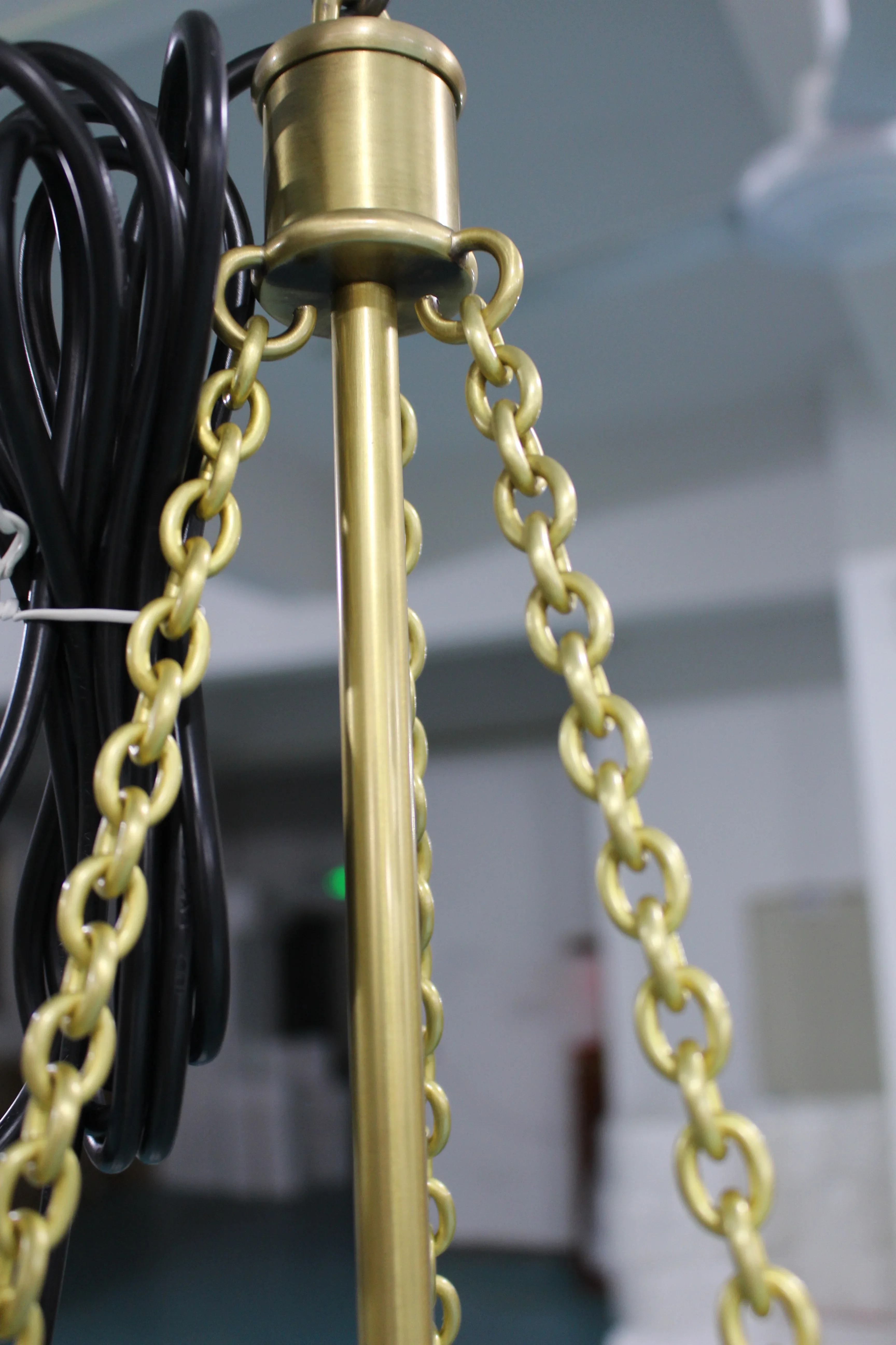 

Modern minimalist brass restaurant glass lampshade chandelier