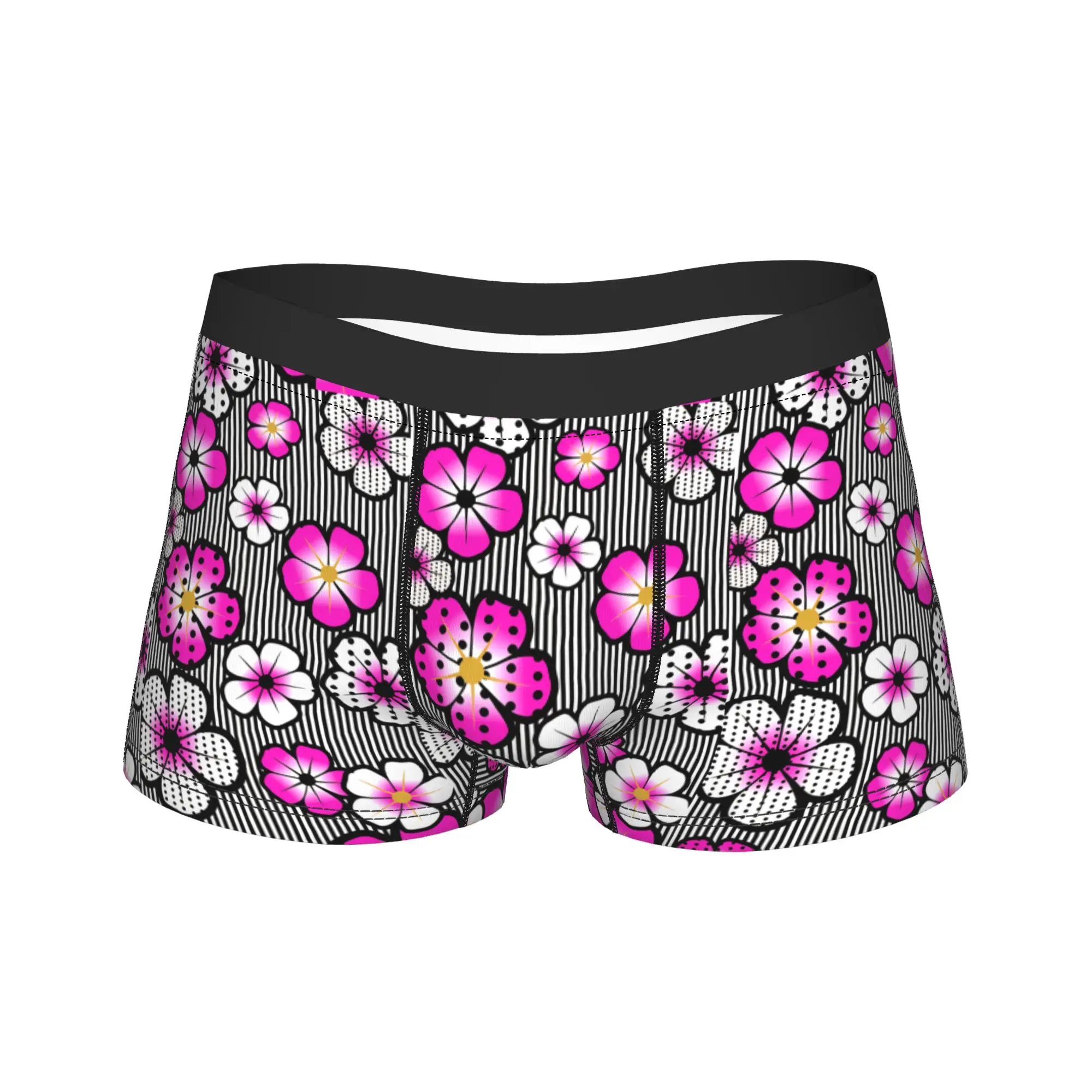 Pink Floral And Polka Dot Pattern Underwear  Males Boxer Brief Sexy Soft Boxer Shorts Quality Custom DIY Oversize Underpants