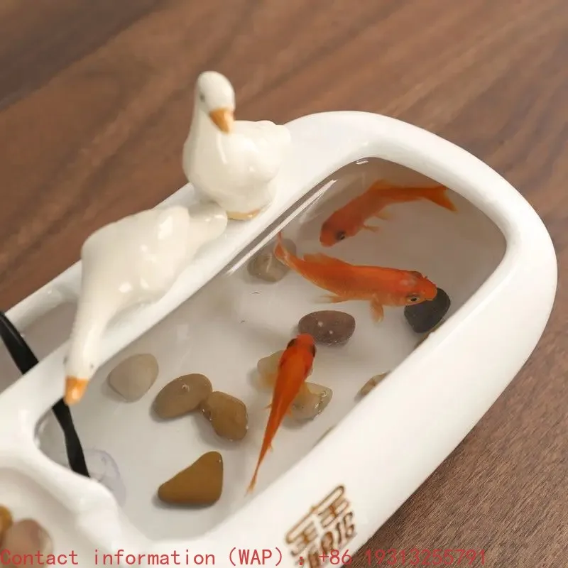 

【Best-selling】Mini Small Fish Tank Self-circulating Ceramic Water Dispenser Desktop Household Lucky