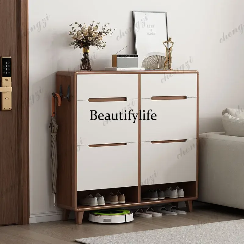 A68 Ultra Thin Vertical Shoe Shelf Entrance Hall Narrow Wooden Hidden Shoe Cabinet Storage Cupboard Sapateira Entrance Furniture
