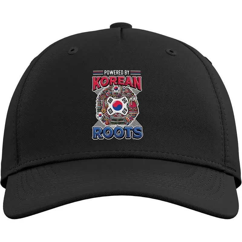 South Korean Flag Powered by Korean Roots South Korea Adjustable Baseball Hat