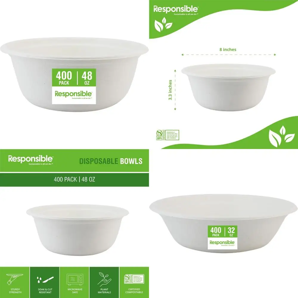 

Eco-Friendly Disposable Paper Soup Bowls, 48oz Capacity, Heavy Duty for 400 Uses, Ideal for Hot Meals and Dinners