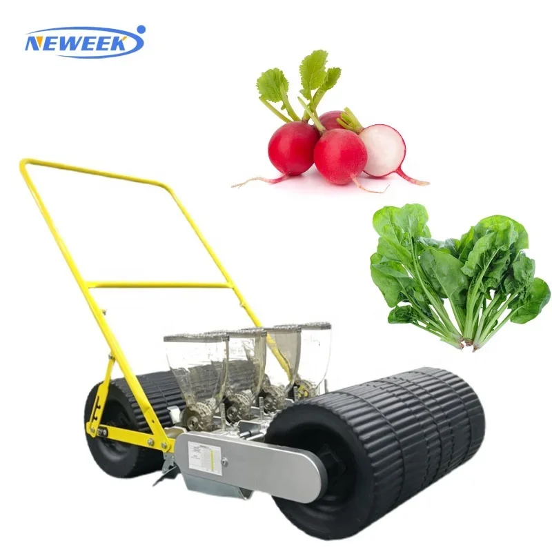 NEWEEK hot sale door to door seeding wheel 4 rows manual portable vegetable sowing machine