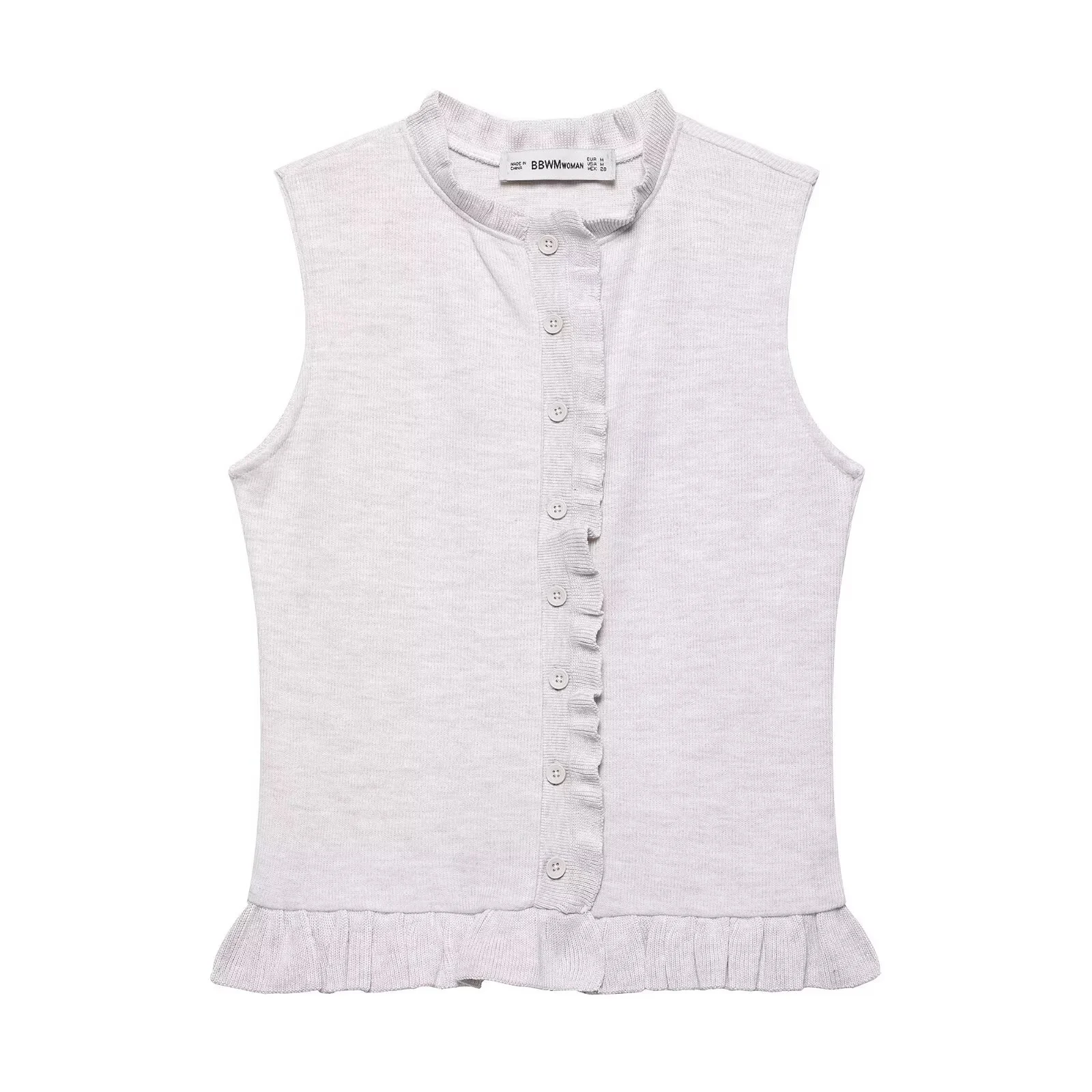 2025 Women's Summer New Product Sweet And Sexy Stacked Decoration Soft Round Neck Sleeveless Knitted Top