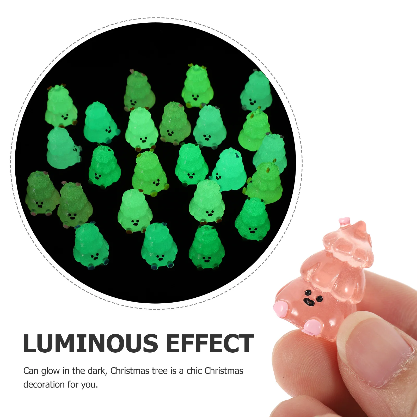 

24Pcs Glowing Mini Christmas Tree Decorations Resin Craft Luminous Mini Xmas Ornaments Exquisite Festival Gift