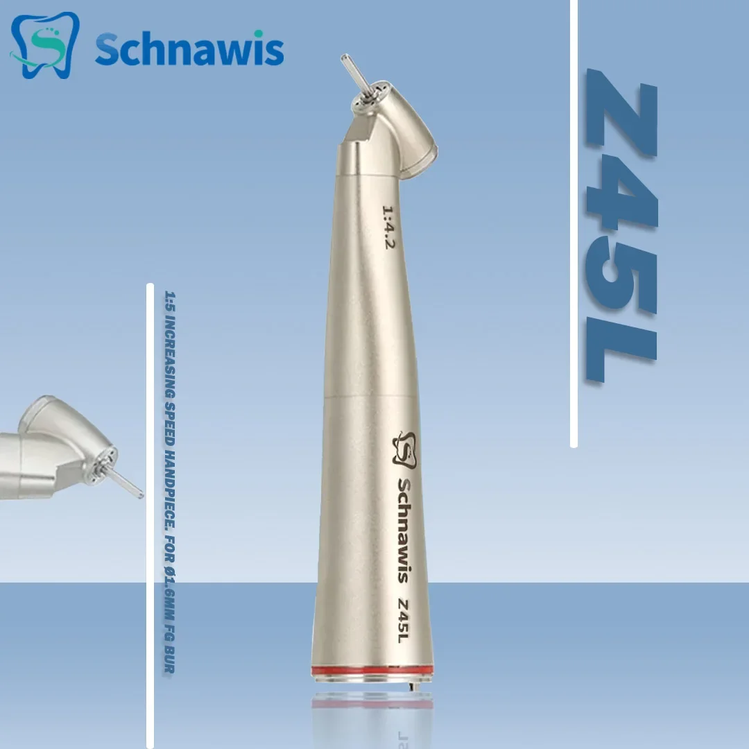 

Schnawis Dental 45 Degree Surgical Handpiece Dentistry 1:4.2 Increasing Speed Red Ring Air Turbine Contra Angle Hand Piece Z45L