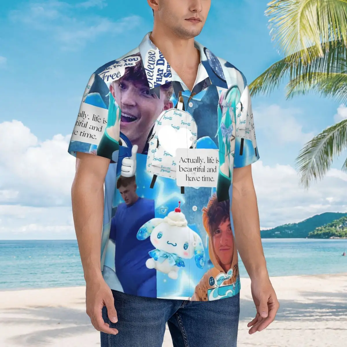 

Caylus Hawaiian Shirts Funny Men Short Sleeve Shirt for Summer Beach Men's Lapel Tops
