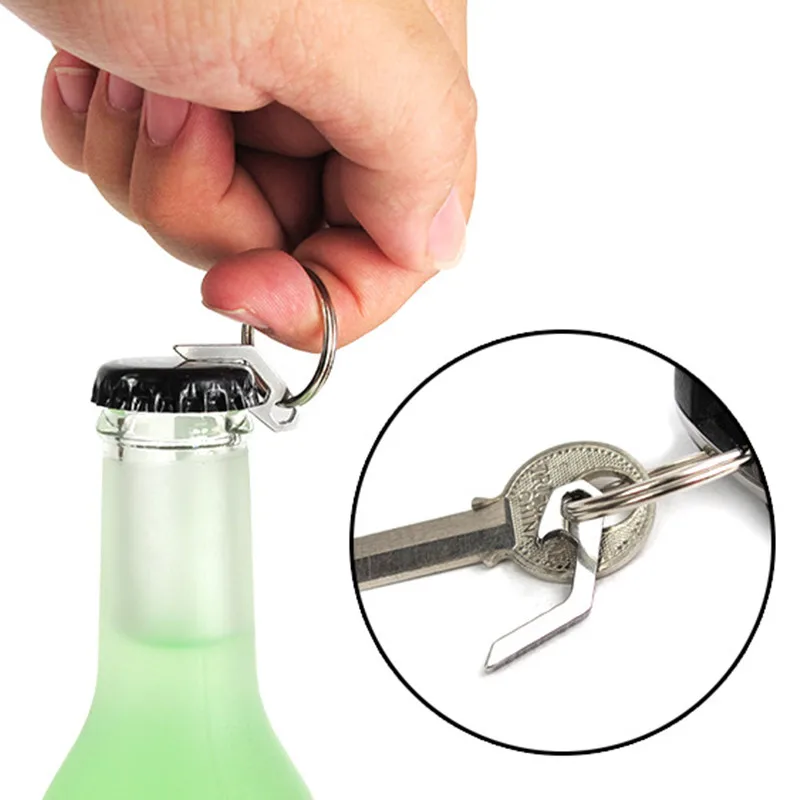 Bottle Beer Opener Utility Gadget Can Multifunctional Kitchen Wine Bottle Opener Tool Outdoor Camp Hiking Titanium Alloy KeyRing