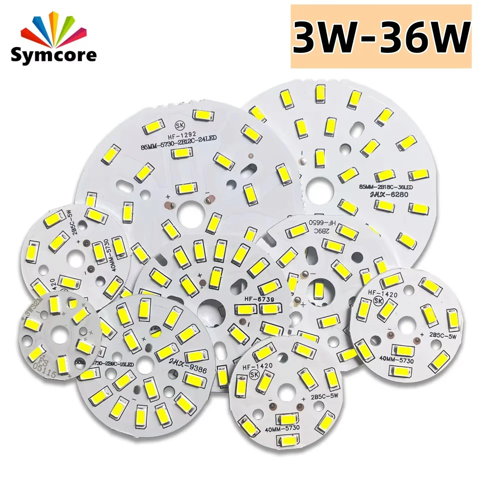 LED SMD Chip 3W 5W 7W 9W 12W 15W 18W 24W 30W 36W Jasność Tablica świetlna do żarówek LED Downlight Sufit PCB z diodami LED