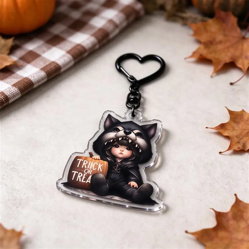 Halloween Small Gift Portable Pendant Glossy Transparent Cute Quirky Dark Style Sturdy Durable Acrylic Keychain 5cm