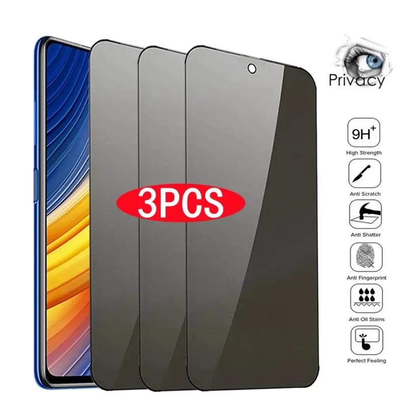 3Pcs Privacy Screen Protectors for Xiaomi Redmi Note 10 9 8 Pro 9s 10s 8T 9T Anti-Spy Tempered Glass for Poco X3 Pro NFC F3 M3