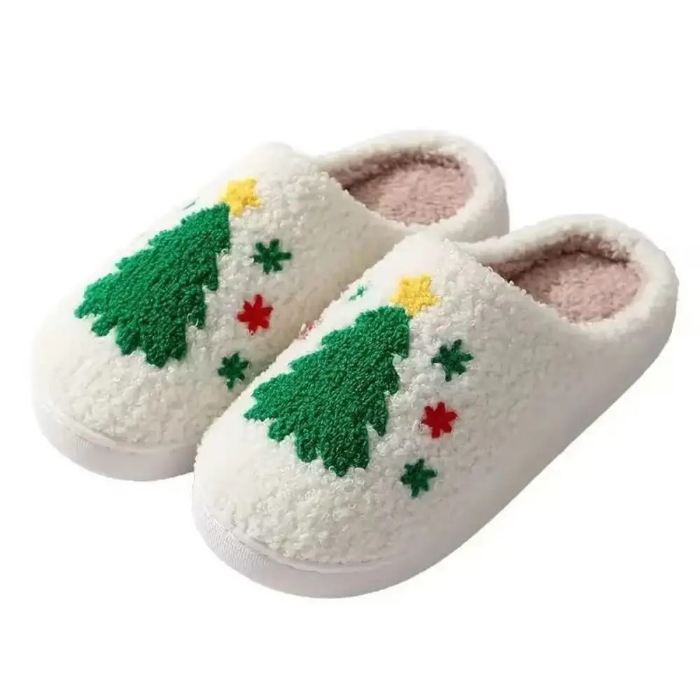 

Fashion Cute Christmas Slippers Lovely Warm Warm Plush Slides Comfortable Non-Slip Winter Home Shoes Women