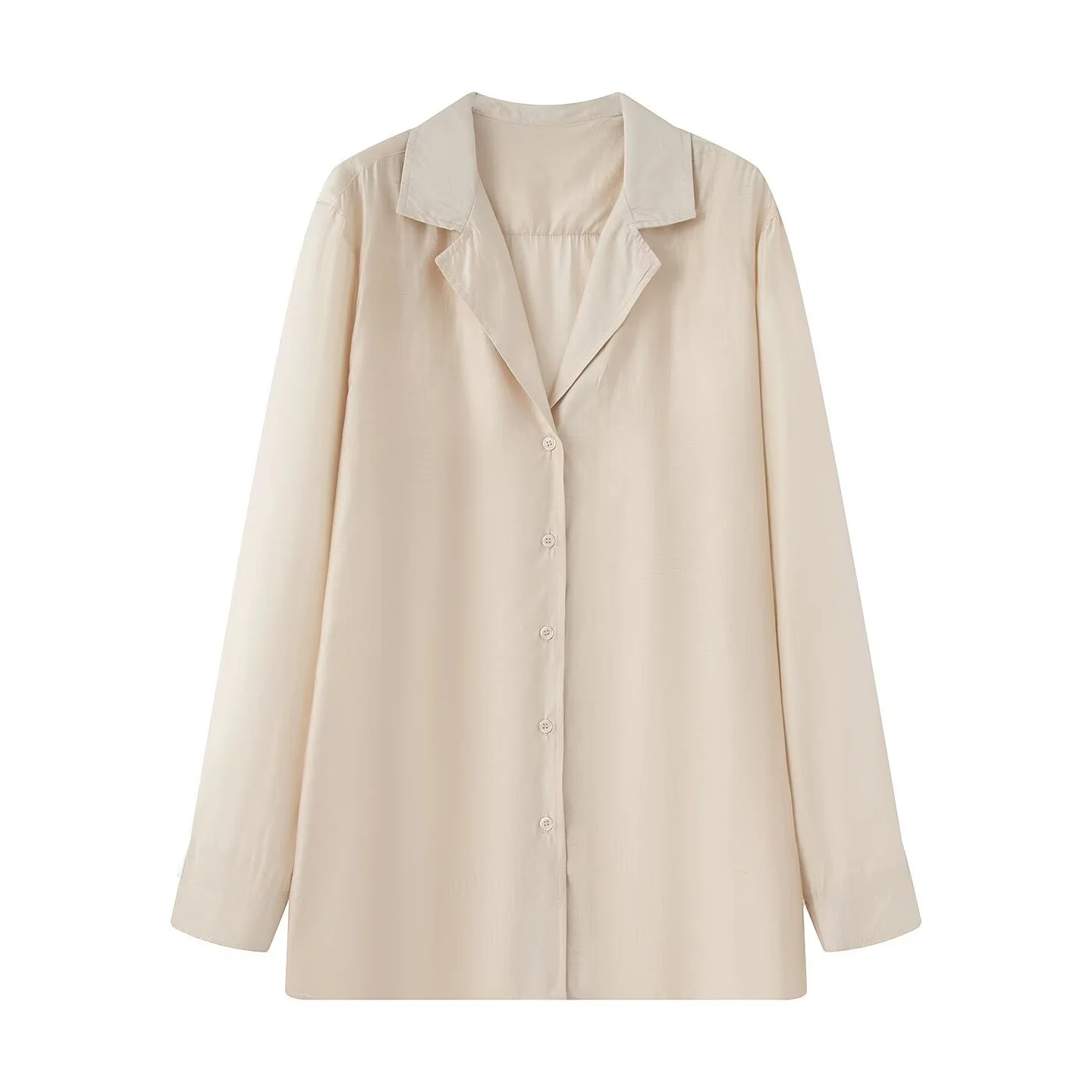 بسيطة Sle غير المتماثلة هيم طويل Sve بياقة irt للنساء الخريف Faion الأساسية الحرير العلوي ألياف البوليستر 00%