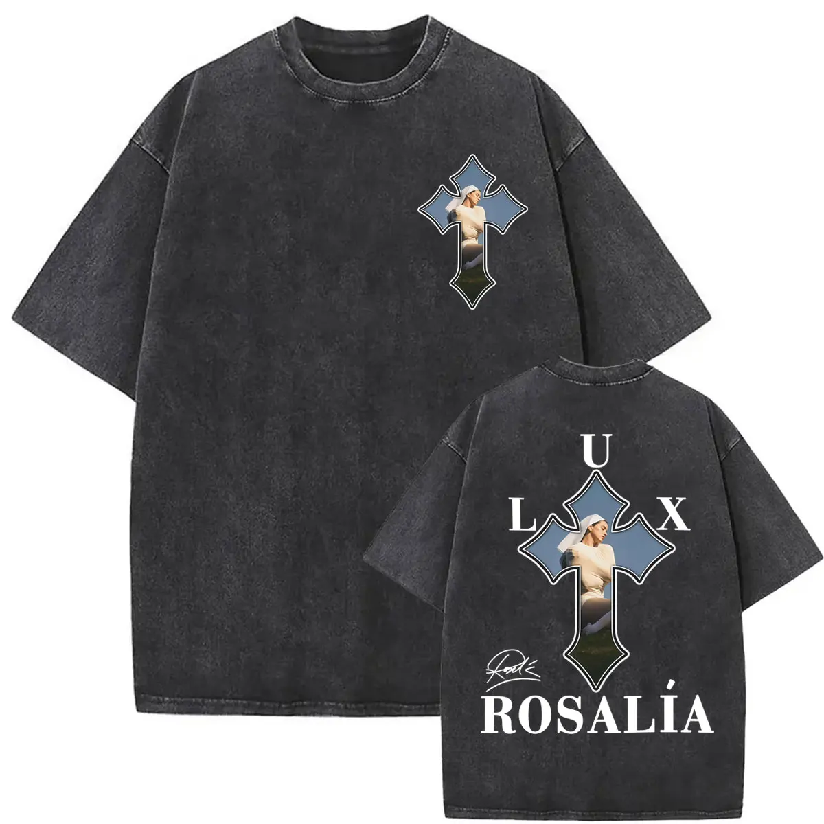 Футболка Mio Cristo in Rosalia Lux Tour 2026, винтажная, с эффектом потертости, унисекс, с коротким рукавом, оверсайз, повседневная, хлопковая