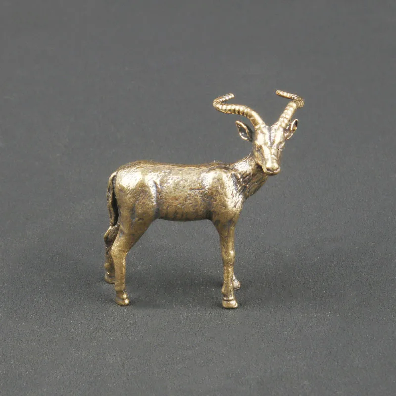 

LittleFairy/Retro Brass Antelope Desktop Ornaments Creative Metal Animal Mini Sculpture Tea Pet Living Room Home Decoration Gift