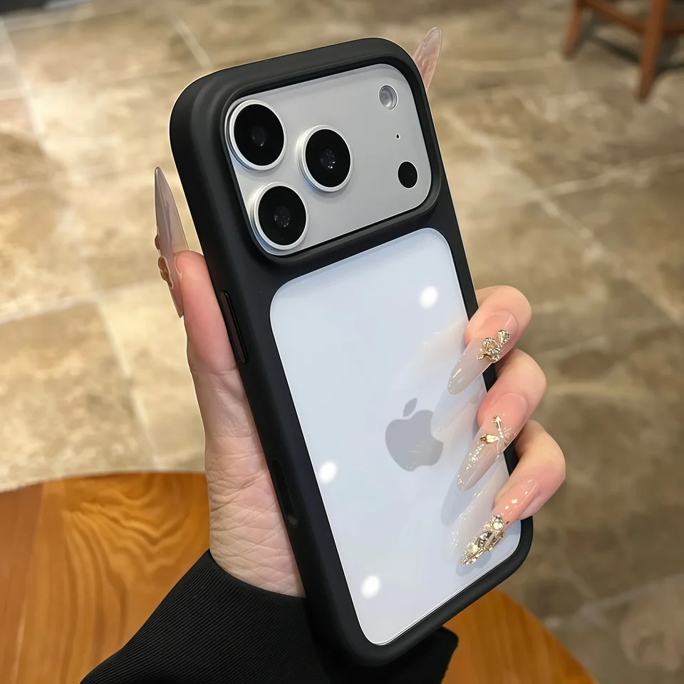 Funda de lujo de silicona avanzada con bordes suaves y parte trasera transparente para iPhone 18 17 Pro 17 Pro Max, a prueba de golpes con panel trasero duro 4
