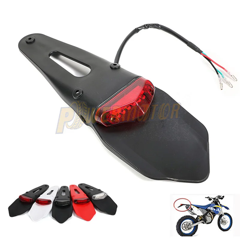 Motorcycle Rear Fender With 12V LED Taillight Brake Lamp Universal Fit For SUZUKI HUSQVARNA DRZ40 TE250 RMZ250 TE300 RMZ450