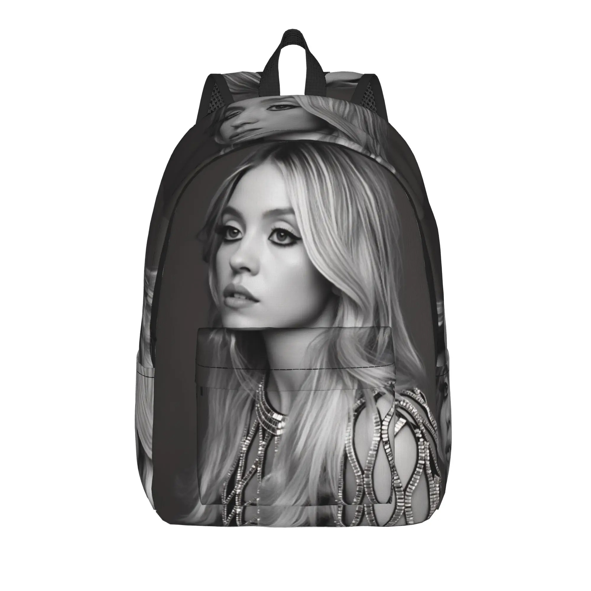 Actor Sydney Sweeney  Backpack Teen  Breathable Backpacks Polyester Kawaii School Bags Outdoor Custom Rucksack