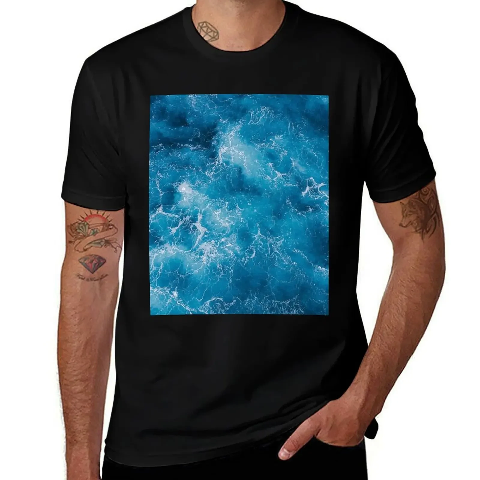 

Blue Ocean Waves T-Shirt plus size clothes summer tops sweat funny t shirts for men