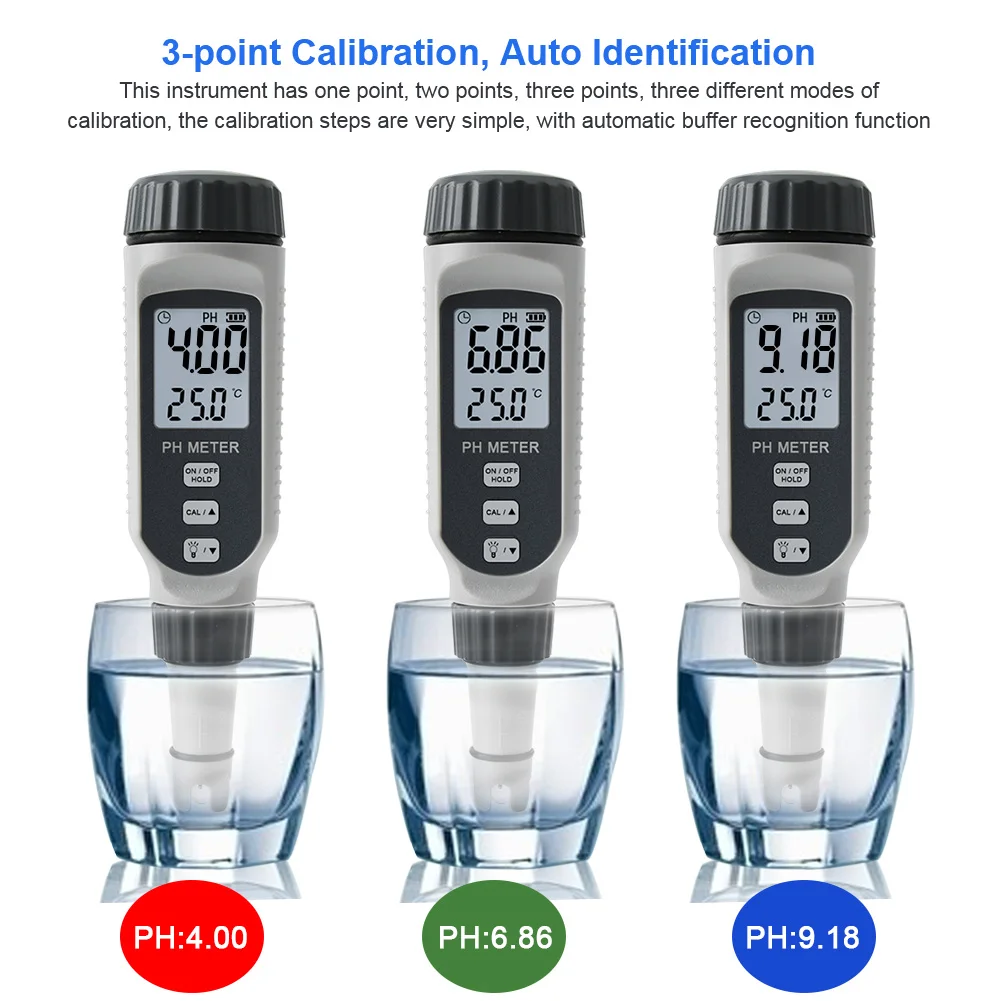 Yieryi Digital PH Meter Professional Dual Color Digital Water Quality Tester ATC Aquarium Pool Analyzers Acidity Monitor