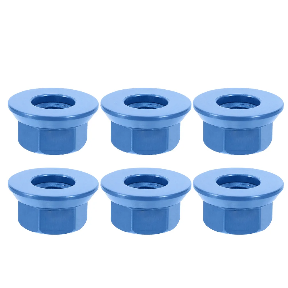 6pcs M10 Aluminum Alloy Bicycle Hub Nuts Blue Folding Design For Front Rear Wheel Axle Bike Nut Set Fixed Gear Bikes Mountain