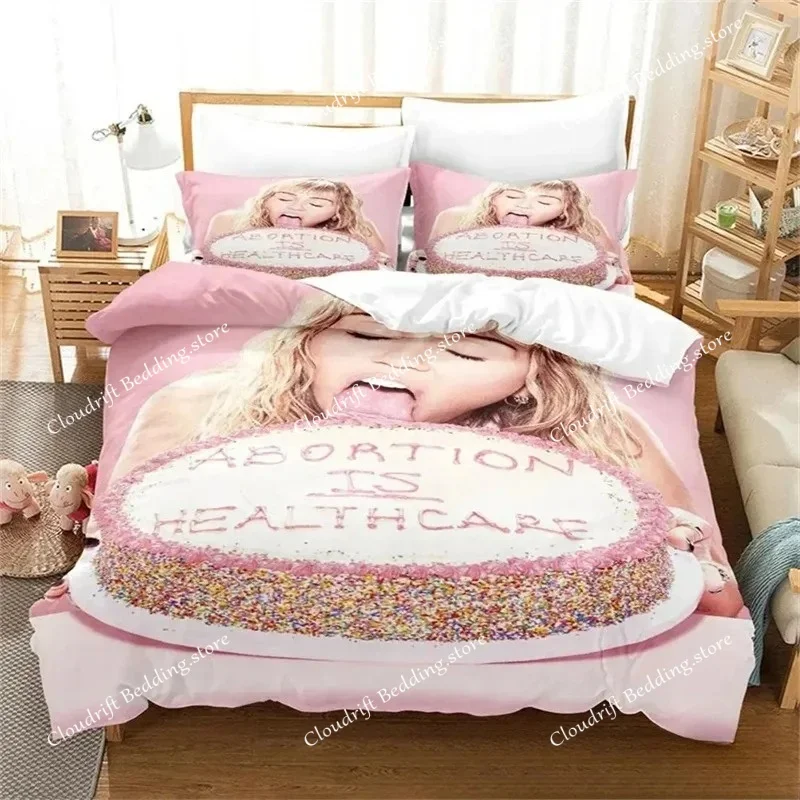 

Singer Miley Cyrus Bedding Set 3D Print Duvet Cover Set Pillowcase Comforter King Queen Size Quilt Cover For Boys Adult
