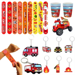 Firefighter Party Supplies Firefighter Slap Bracelets Fire Truck Keychains Kids Toy Stickers Fireman Theme Birthday Party Gifts