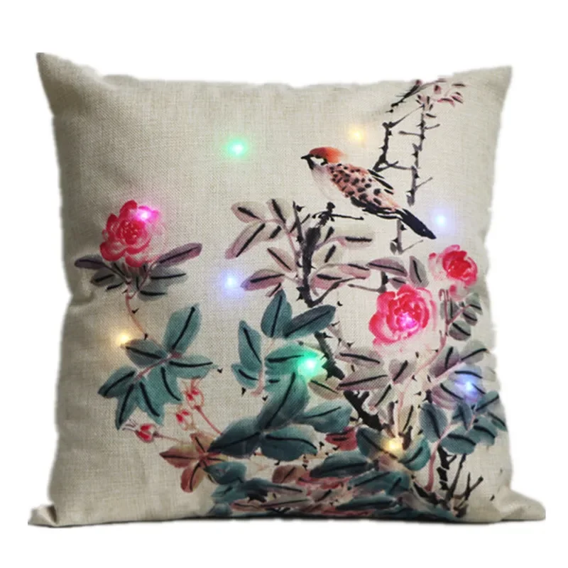 Light Up Glow Flower Blossom LED Colorful Flashing Cushion Pillow Cover Wedding Bar Party Use Festival Gift 18”x18” 45cm X