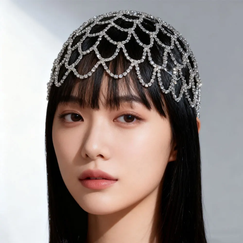 Exotic Style Mesh Hair Chain Cross-Border New Product Full Diamond Crystal Geometric Headband Luxurious Hair Accessory