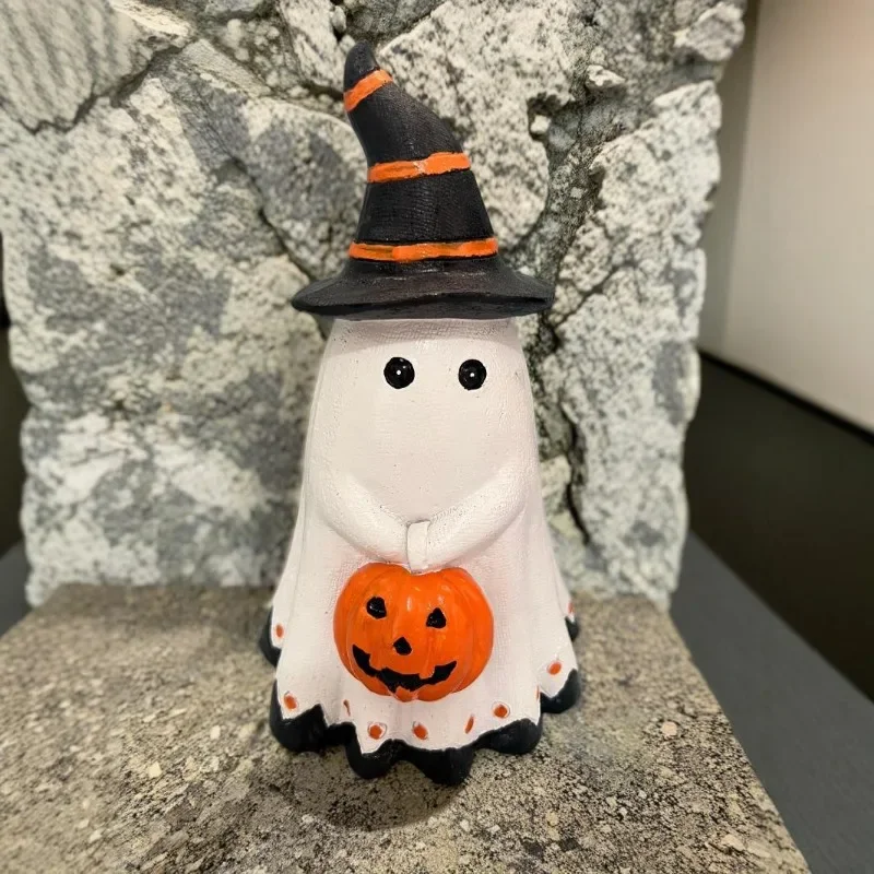 Halloween Ghost Figurines Decor Decorations Pumpkin Centerpieces Resin Pumpkin Statue for Ornament Atmosphere Desktop Decoration