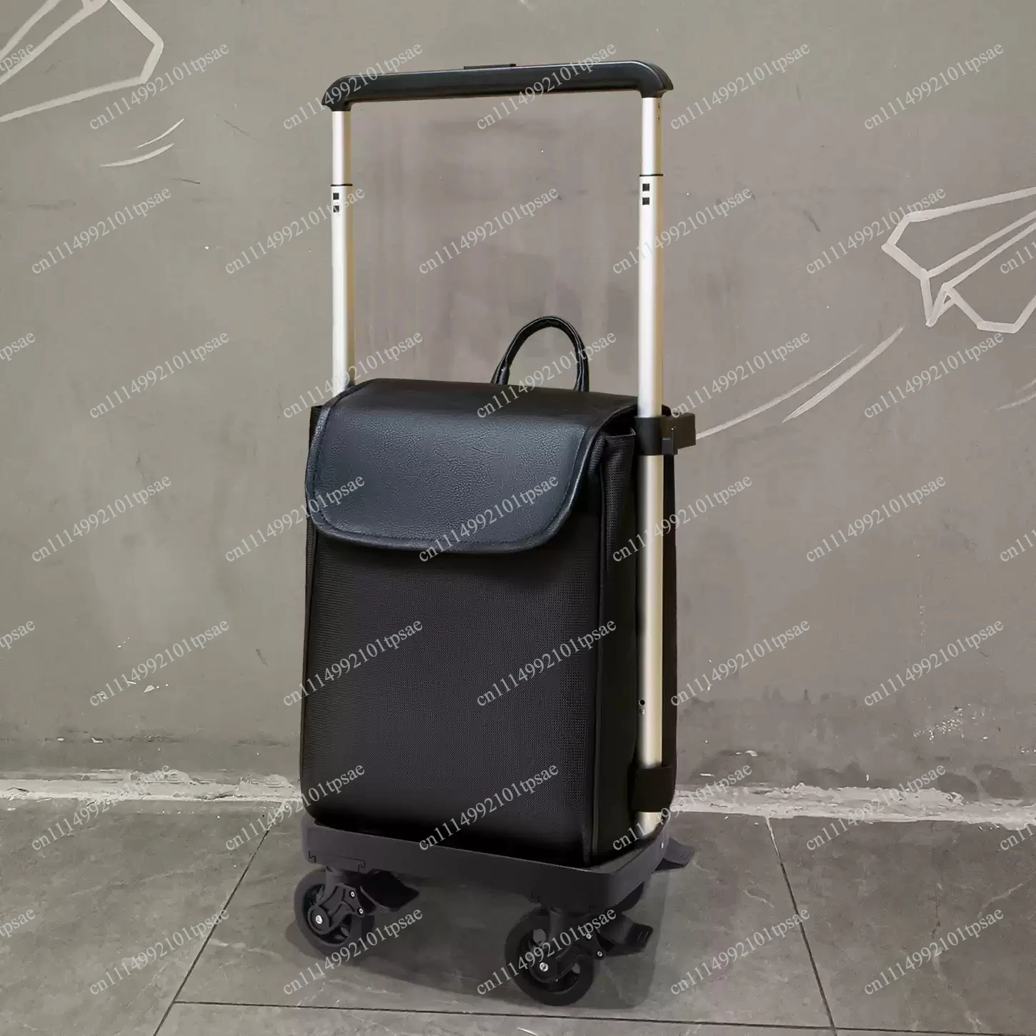 Shopping cart with 360 ° rotating wheel, lightweight folding, portable tote bag, four-wheel rolling