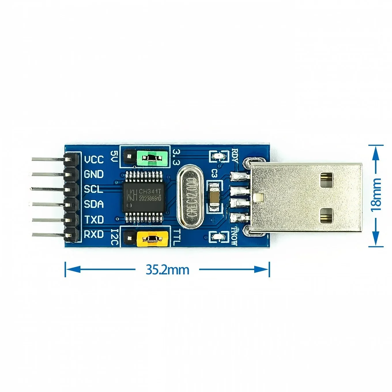 CH341T 2 in 1 module 3.3V 5V USB to I2C IIC UART USB to TTL single-chip serial port downloader