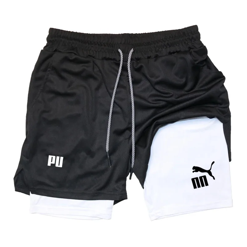 Men\'s Running Shorts Jogging Casual Sports Shorts Mens Gym Fitness Training Shorts Brand Print