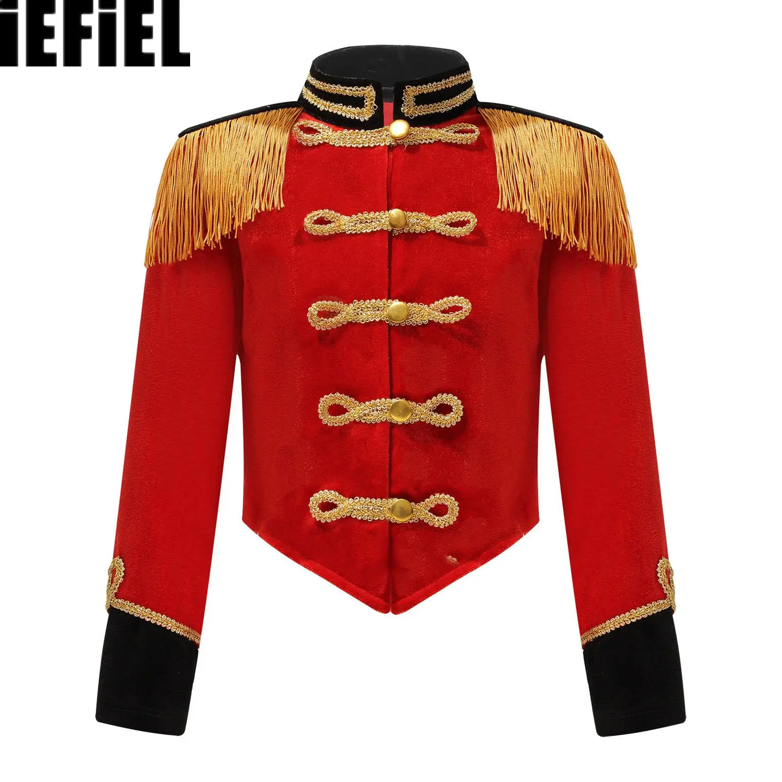 Chaqueta de Cosplay de maestro de ceremonias de circo para niñas, chaqueta de charretera con flecos y borlas de manga larga con cuello levantado, actuación de baterista