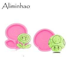 DY1576 Shiny Cartoon Snake Image Mushrooms, Flowers Silicone Resin Crafting Epoxy Phone Grip Molds, Fondant Chocolate Cake Mold