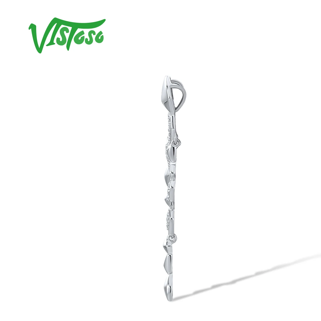 VISTOSO Genuine 14K 585 White Gold Pendant For Women Sparkling Diamond Classic Wedding Engagement Elegant Gifts Fine Jewelry