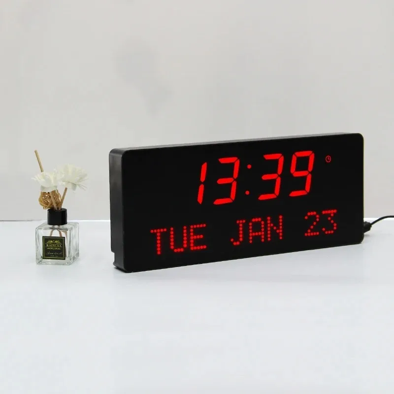 

CP08 Large Light Emitting Diode Electronic Wall Clock Time and Alarm Clock Doze Date Calendar Clock