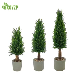 58/80/110cm Artificial Cypress Tree With Cement Flowerpot Large Faux Tree Potted Plants Indoor Garden Hotel Office Home Decor