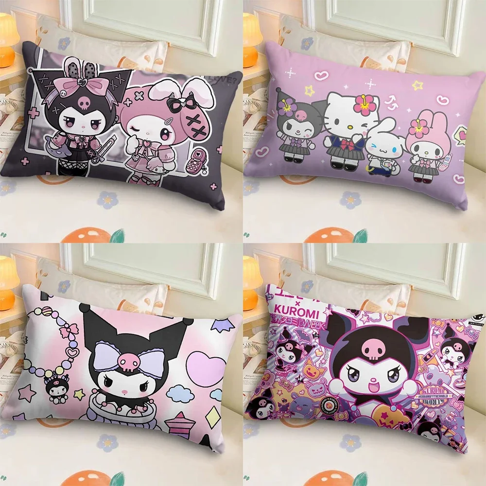 ปลอกหมอน Sanrio Kuromi ปลอกหมอนลายการ์ตูนน่ารักสำหรับเด็กนักเรียนปลอกหมอนห้องนอนบ้าน hiasan kamar